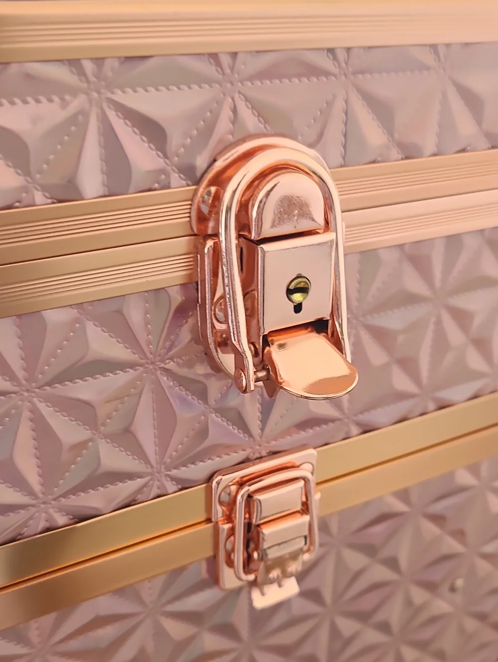 Rose Gold Textured Makeup Train Case